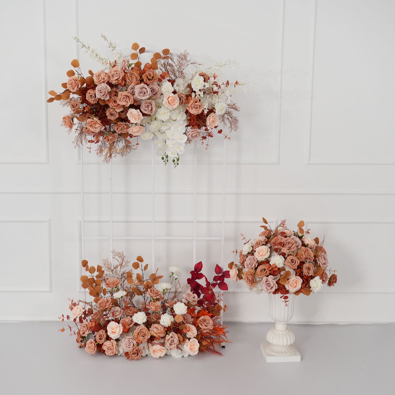 Uflower Coffee Fall Rose Hang Flower Floor Floral Wedding Party Event Props
